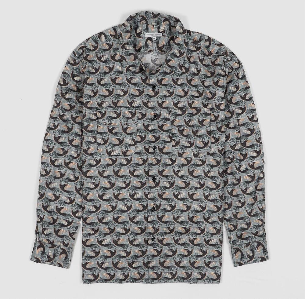 NEW ENGINEERED GARMENTS men's classic shirt in bird print lawn